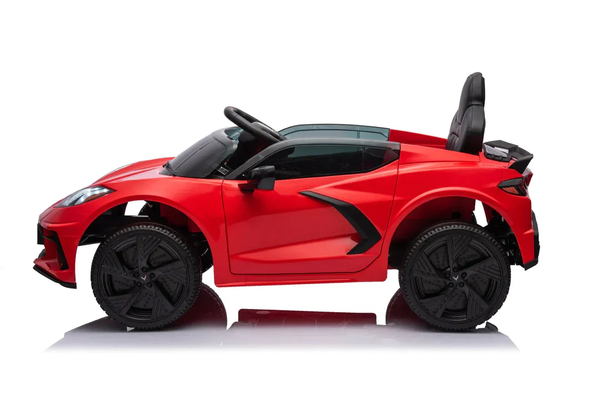 2025 Licensed 12V Chevrolet Corvette C8, 1 Seater Kids Ride On Car Upgraded | Leather Seat | Rubber Tires | LED Lights | Remote