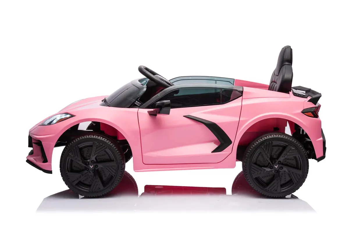 2025 Licensed 12V Chevrolet Corvette C8, 1 Seater Kids Ride On Car Upgraded | Leather Seat | Rubber Tires | LED Lights | Remote