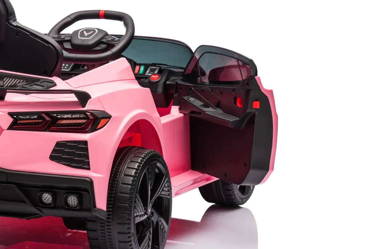 2025 Licensed 12V Chevrolet Corvette C8, 1 Seater Kids Ride On Car Upgraded | Leather Seat | Rubber Tires | LED Lights | Remote