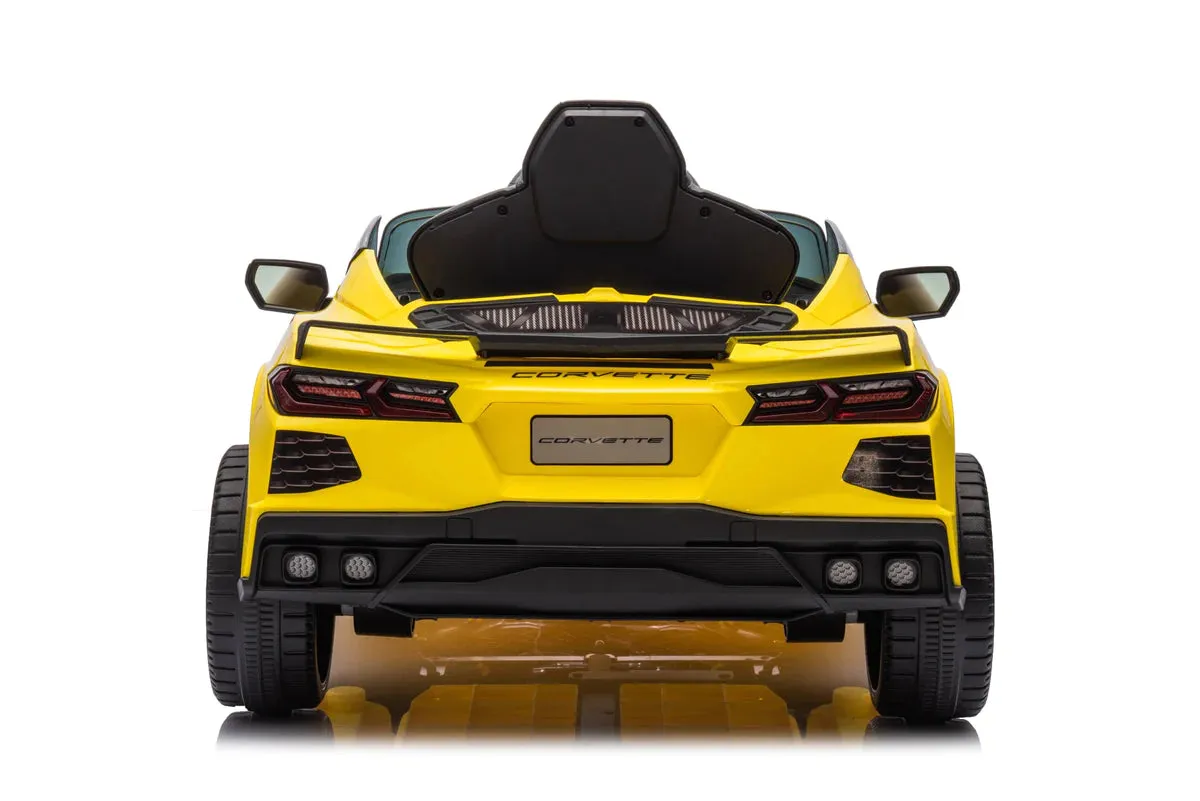 2025 Licensed 12V Chevrolet Corvette C8, 1 Seater Kids Ride On Car Upgraded | Leather Seat | Rubber Tires | LED Lights | Remote