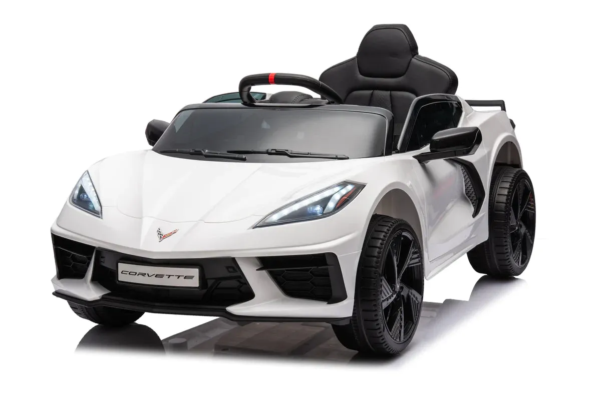 2025 Licensed 12V Chevrolet Corvette C8, 1 Seater Kids Ride On Car Upgraded | Leather Seat | Rubber Tires | LED Lights | Remote