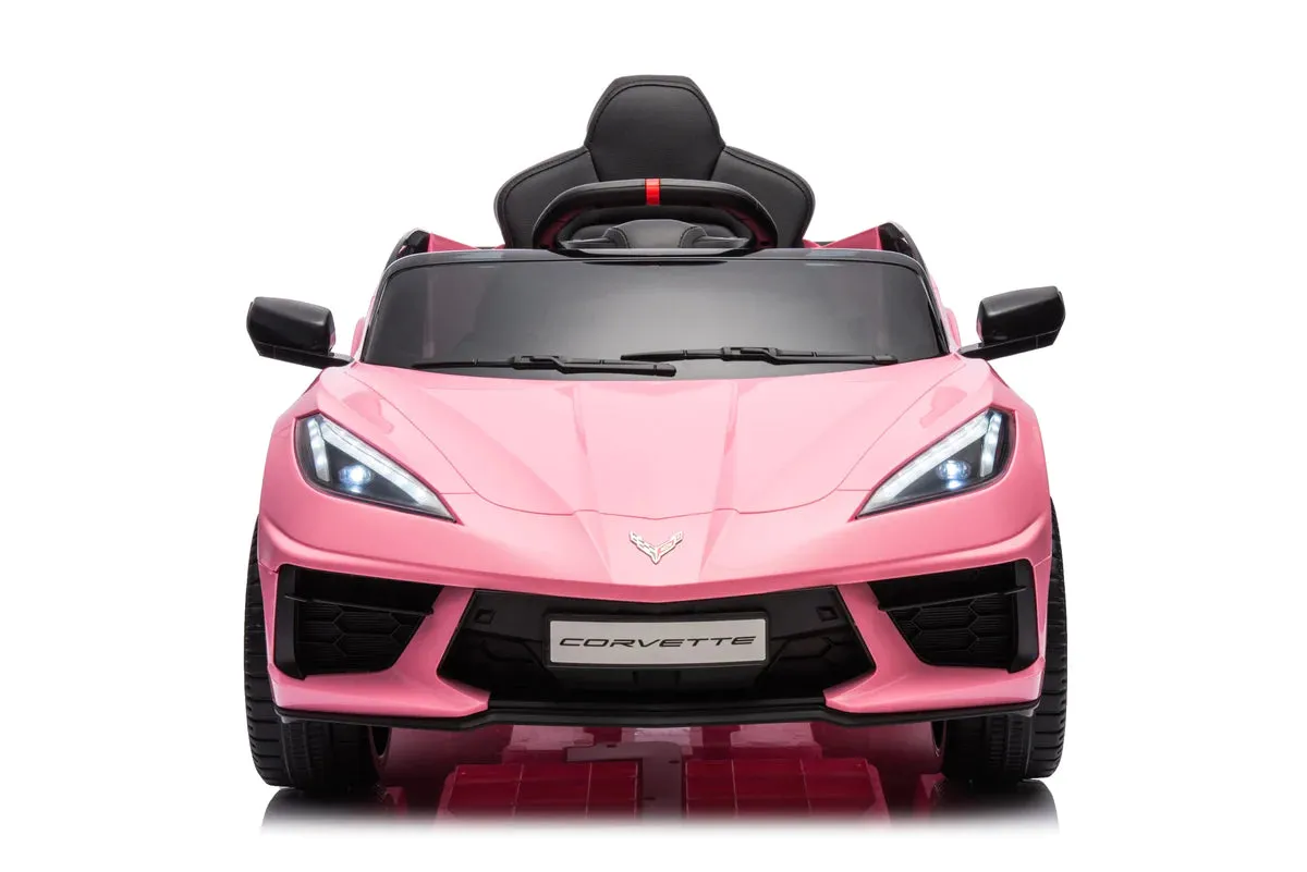2025 Licensed 12V Chevrolet Corvette C8, 1 Seater Kids Ride On Car Upgraded | Leather Seat | Rubber Tires | LED Lights | Remote