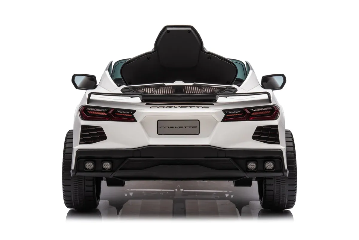 2025 Licensed 12V Chevrolet Corvette C8, 1 Seater Kids Ride On Car Upgraded | Leather Seat | Rubber Tires | LED Lights | Remote