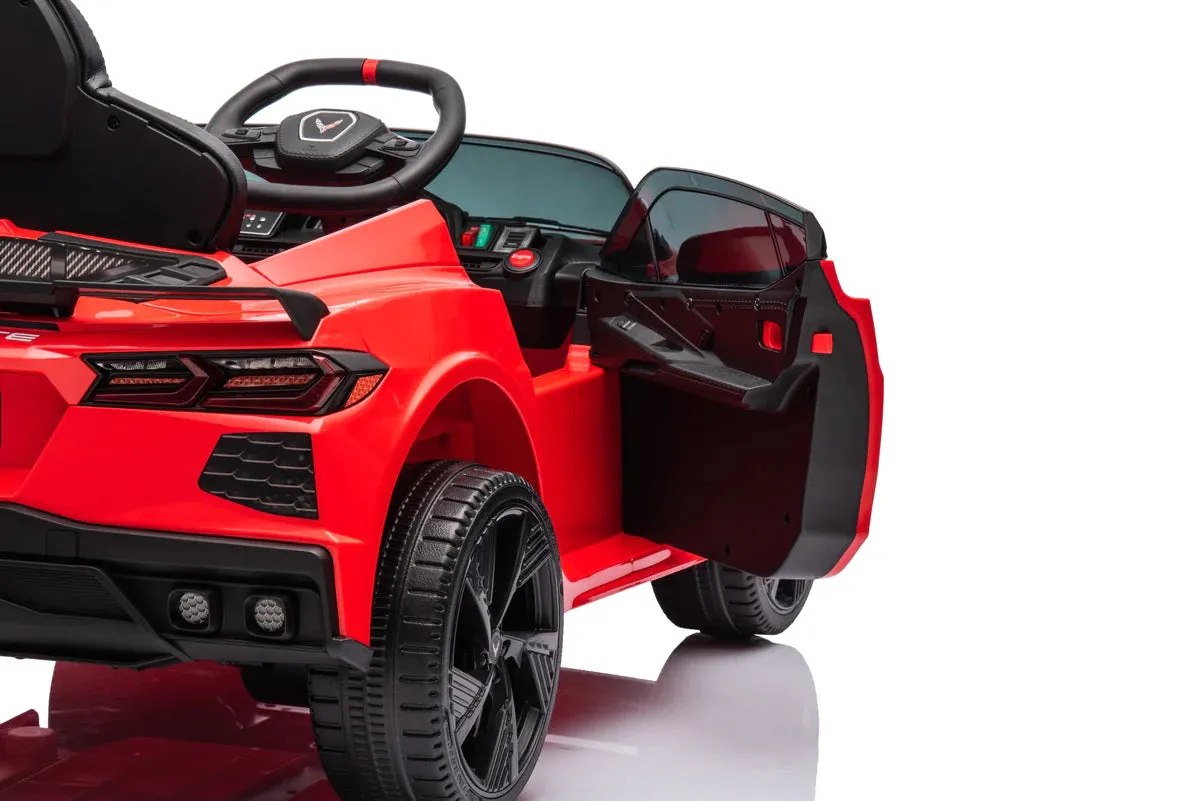 2025 Licensed 12V Chevrolet Corvette C8, 1 Seater Kids Ride On Car Upgraded | Leather Seat | Rubber Tires | LED Lights | Remote