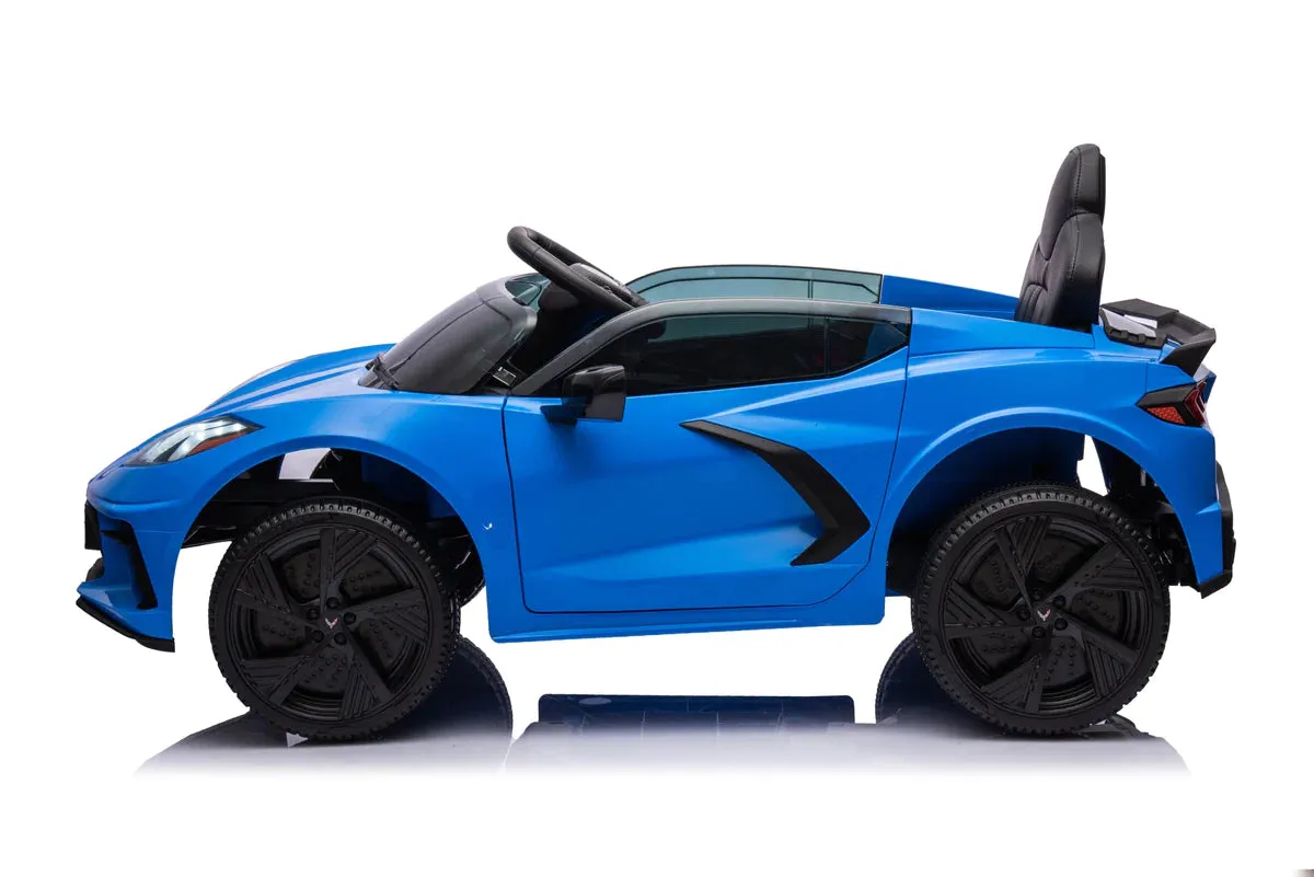 2025 Licensed 12V Chevrolet Corvette C8, 1 Seater Kids Ride On Car Upgraded | Leather Seat | Rubber Tires | LED Lights | Remote