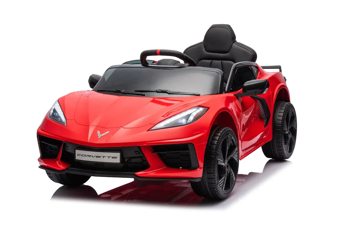 2025 Licensed 12V Chevrolet Corvette C8, 1 Seater Kids Ride On Car Upgraded | Leather Seat | Rubber Tires | LED Lights | Remote