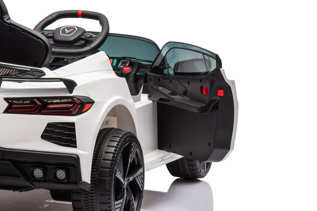 2025 Licensed 12V Chevrolet Corvette C8, 1 Seater Kids Ride On Car Upgraded | Leather Seat | Rubber Tires | LED Lights | Remote