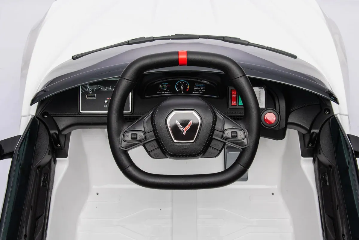 2025 Licensed 12V Chevrolet Corvette C8, 1 Seater Kids Ride On Car Upgraded | Leather Seat | Rubber Tires | LED Lights | Remote