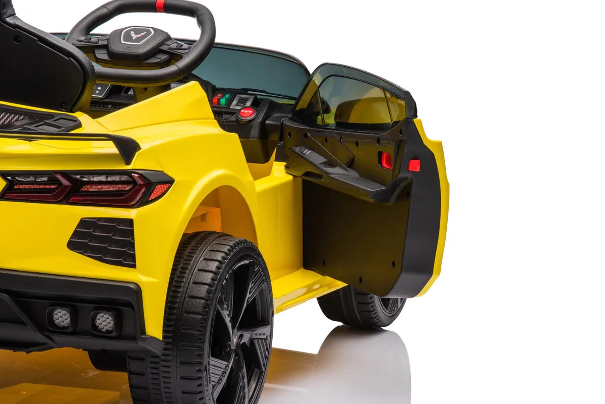 2025 Licensed 12V Chevrolet Corvette C8, 1 Seater Kids Ride On Car Upgraded | Leather Seat | Rubber Tires | LED Lights | Remote