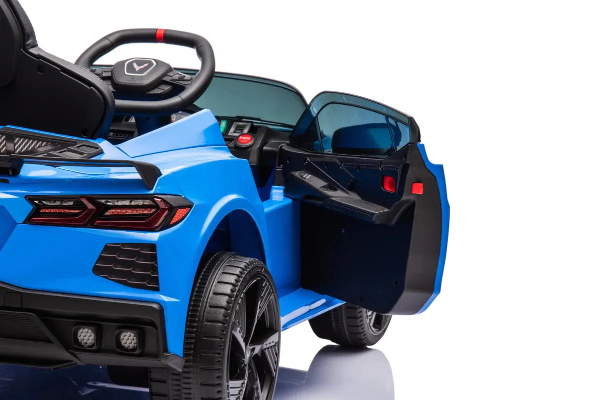 2025 Licensed 12V Chevrolet Corvette C8, 1 Seater Kids Ride On Car Upgraded | Leather Seat | Rubber Tires | LED Lights | Remote