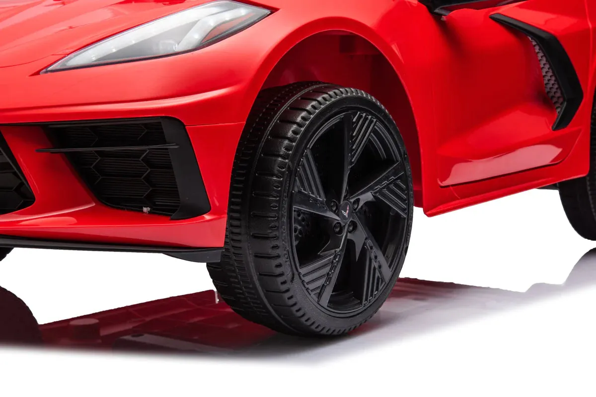 2025 Licensed 12V Chevrolet Corvette C8, 1 Seater Kids Ride On Car Upgraded | Leather Seat | Rubber Tires | LED Lights | Remote
