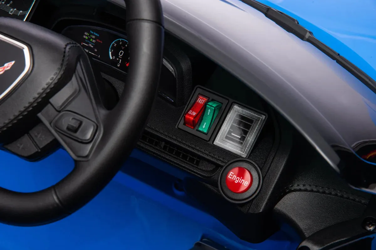 2025 Licensed 12V Chevrolet Corvette C8, 1 Seater Kids Ride On Car Upgraded | Leather Seat | Rubber Tires | LED Lights | Remote