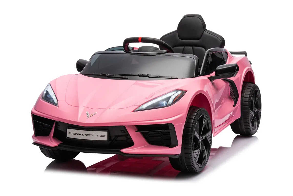 2025 Licensed 12V Chevrolet Corvette C8, 1 Seater Kids Ride On Car Upgraded | Leather Seat | Rubber Tires | LED Lights | Remote