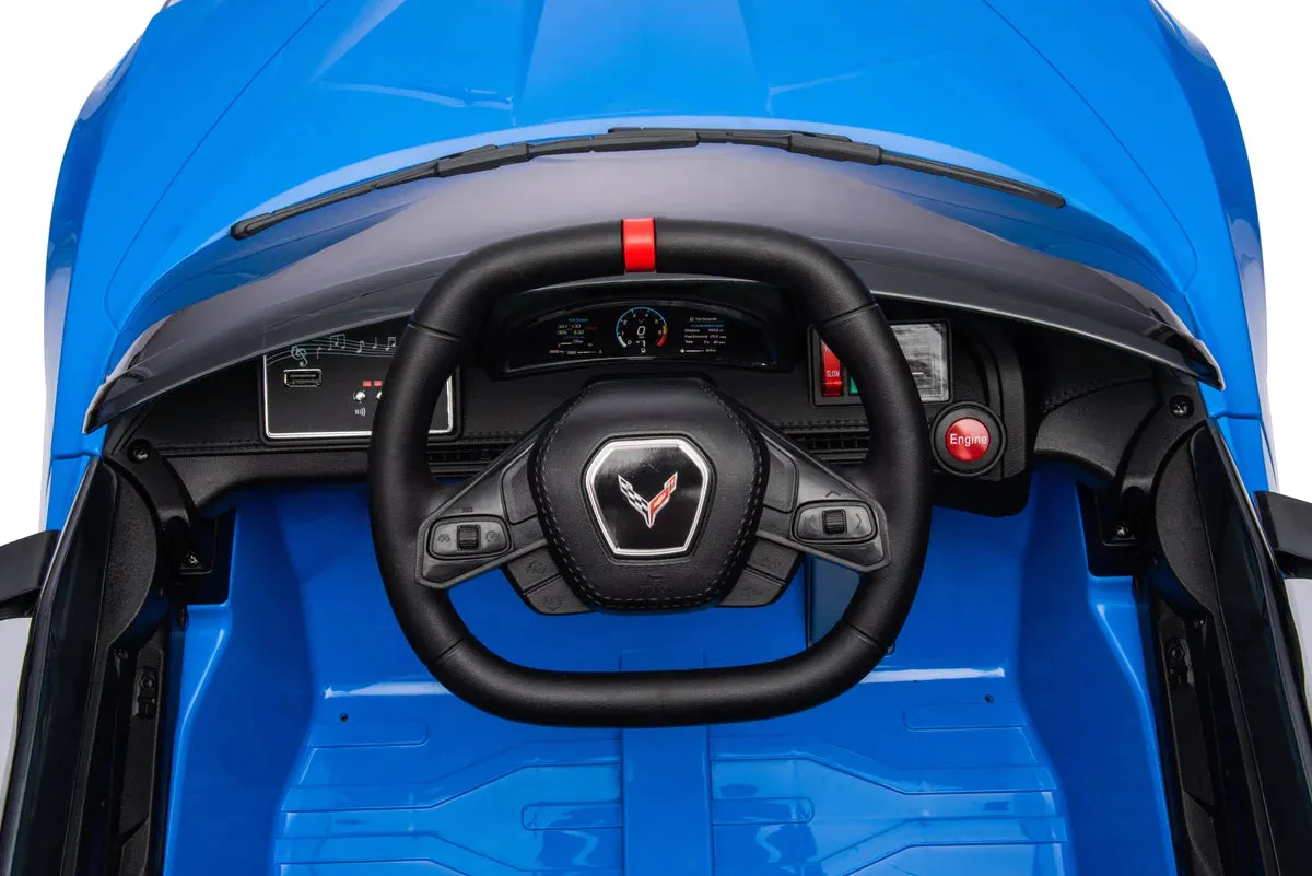2025 Licensed 12V Chevrolet Corvette C8, 1 Seater Kids Ride On Car Upgraded | Leather Seat | Rubber Tires | LED Lights | Remote