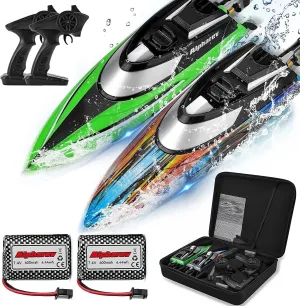 ALPHAREV RC Boat with Case R308MINI 2 Packs 20  MPH Remote Control Boat for Pools and Lakes, 2.4 GHZ RC Boats for Adults and Kids