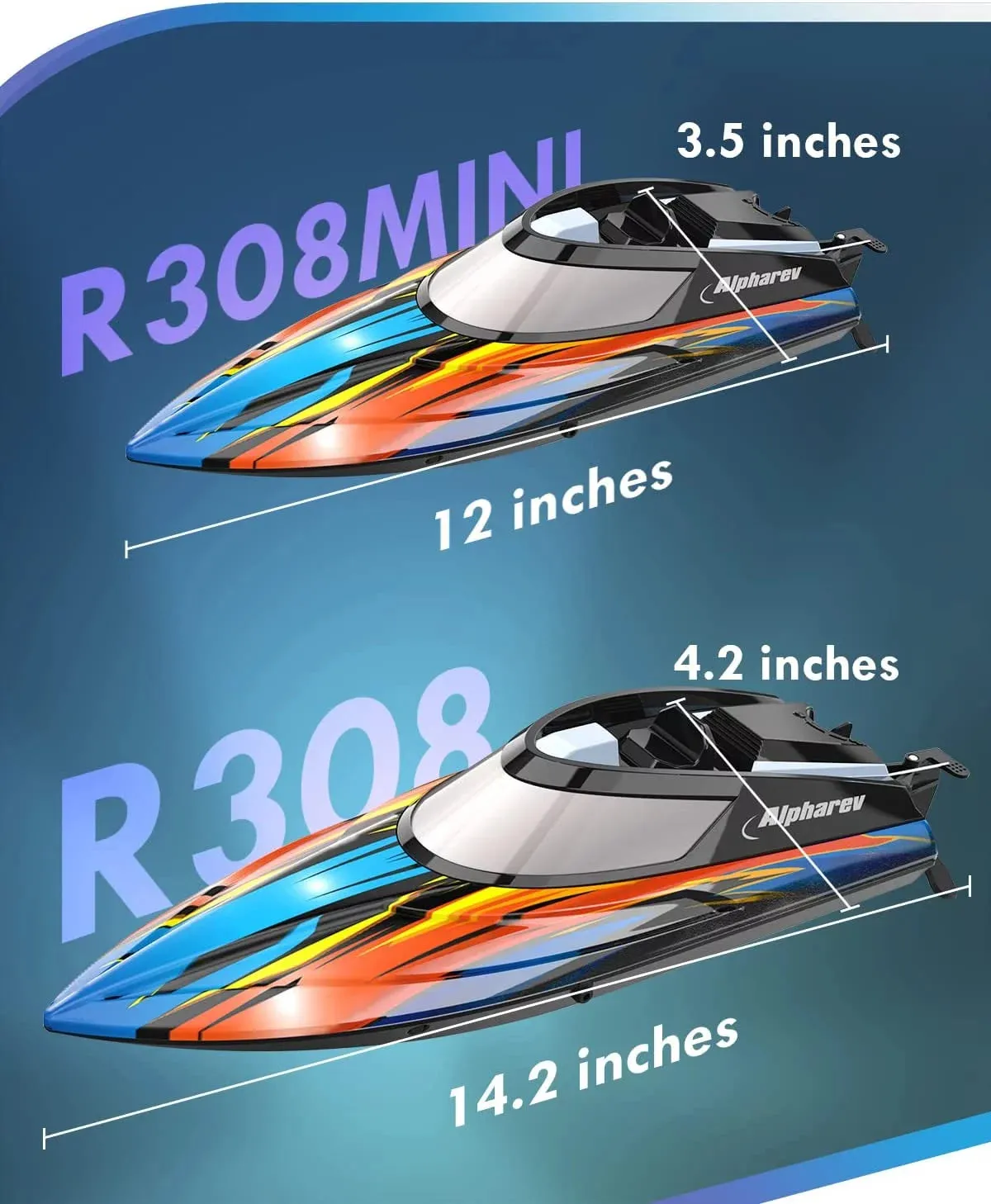 ALPHAREV RC Boat with Case R308MINI 2 Packs 20  MPH Remote Control Boat for Pools and Lakes, 2.4 GHZ RC Boats for Adults and Kids