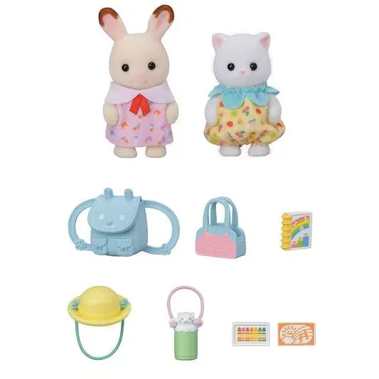 Calico Critters nursery friends walk along duo