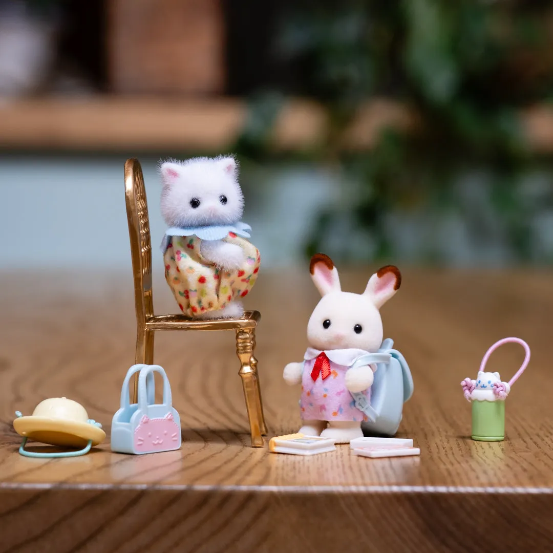 Calico Critters nursery friends walk along duo