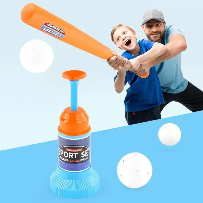 Children Baseball Launcher Toy Set Baseball Tees Include 3 Balls Launcher Outdoor Sports Automatic Ball Toys Gifts for Toddler