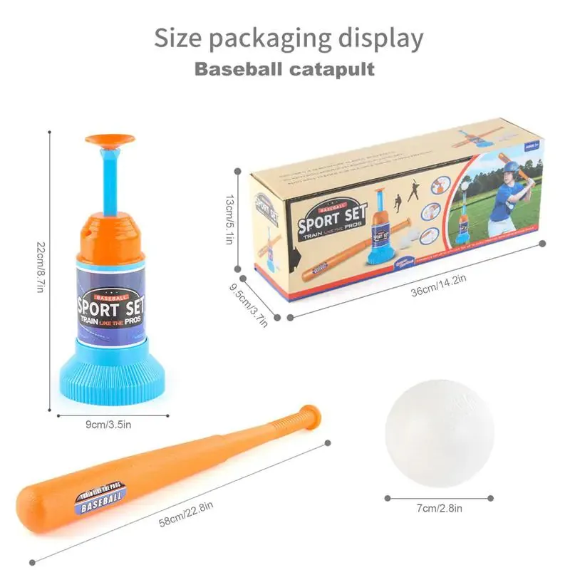 Children Baseball Launcher Toy Set Baseball Tees Include 3 Balls Launcher Outdoor Sports Automatic Ball Toys Gifts for Toddler