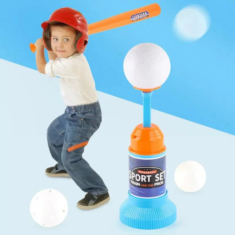 Children Baseball Launcher Toy Set Baseball Tees Include 3 Balls Launcher Outdoor Sports Automatic Ball Toys Gifts for Toddler