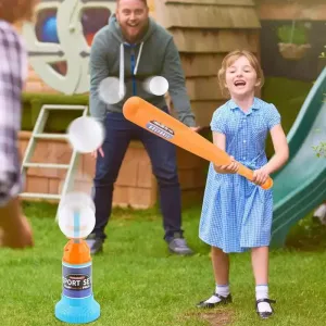 Children Baseball Launcher Toy Set Baseball Tees Include 3 Balls Launcher Outdoor Sports Automatic Ball Toys Gifts for Toddler