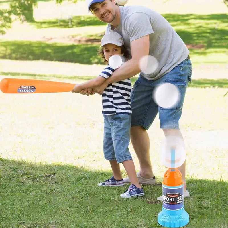 Children Baseball Launcher Toy Set Baseball Tees Include 3 Balls Launcher Outdoor Sports Automatic Ball Toys Gifts for Toddler