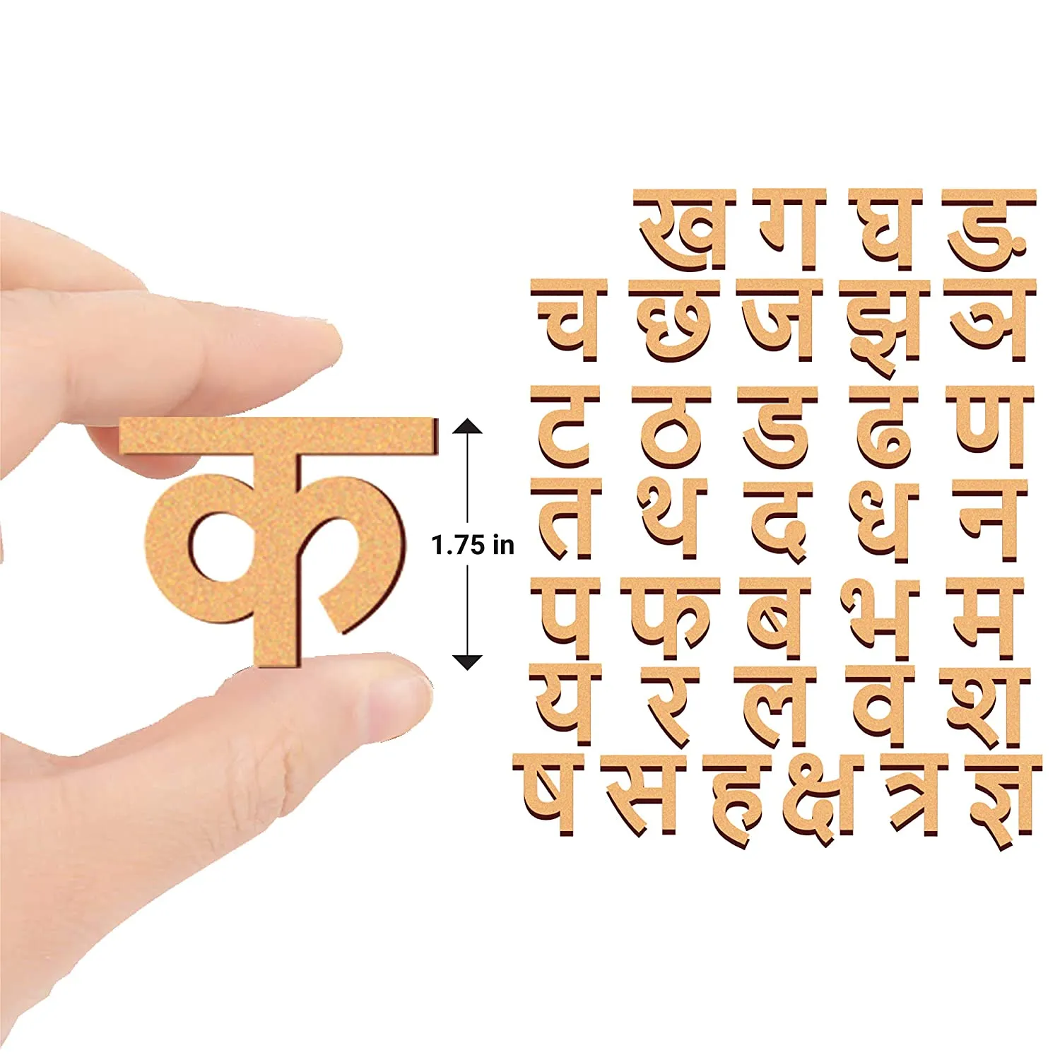 Cliths Wooden Hindi Consonant & 0-9 Numbers - Set of 2 (104 Pcs) Hindi Alphabets & Number Cutouts.