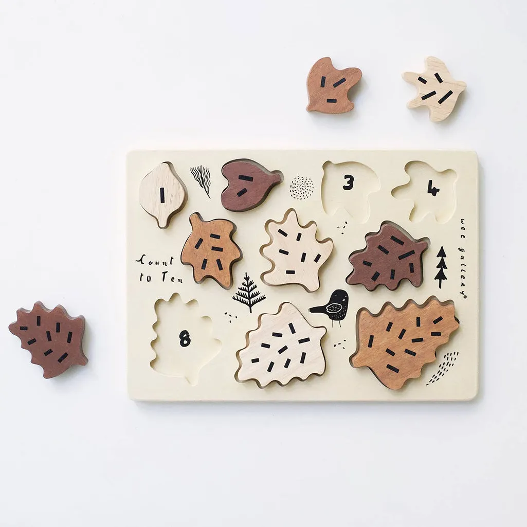 Count to Ten Wooden Tray Puzzle | Leaves