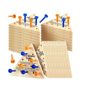 DEEKIN 24 Pack Wooden Triangle Peg Game Triangle Wooden Board Games Triangle Game Bulk Wooden Triangle Board Games Family
