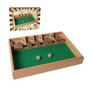 GOTHINK Shut The Box Dice Game Traditional Wooden Table Math Board Game for Kids & Adults 12 inch with 2pcs Dices Perfect for Family