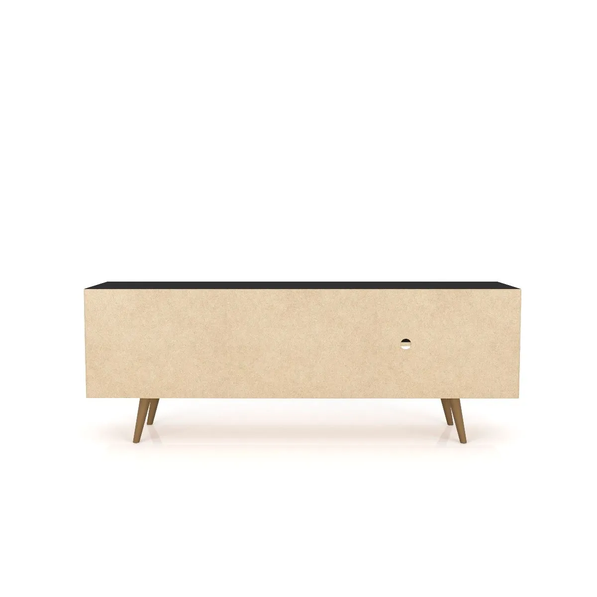 Liberty 62.99 Mid-Century Modern TV Stand and Panel with Solid Wood Legs in Black