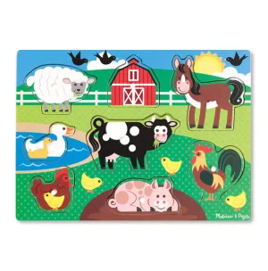 Melissa & Doug - Farm Peg Puzzle - 8 Pieces