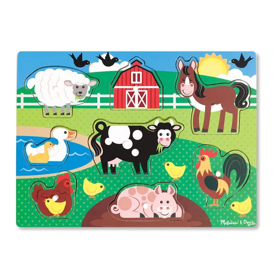 Melissa & Doug - Farm Peg Puzzle - 8 Pieces