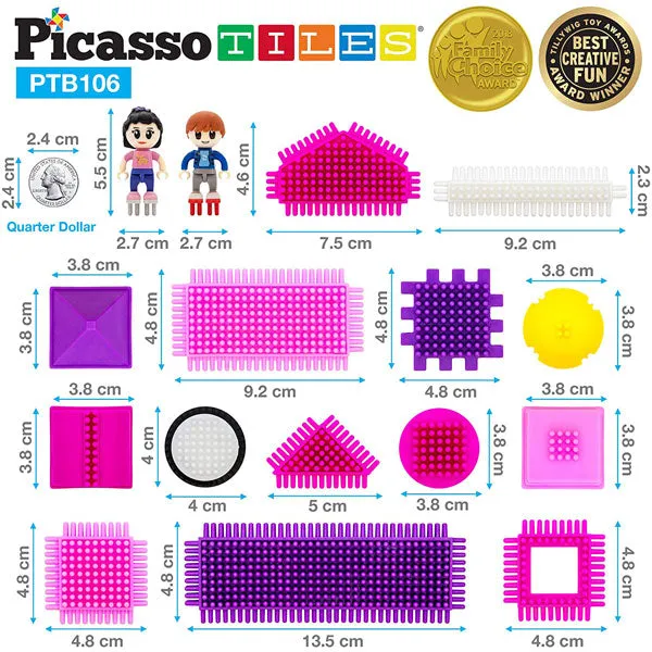 Picasso Tiles Bristle Blocks (Pink)