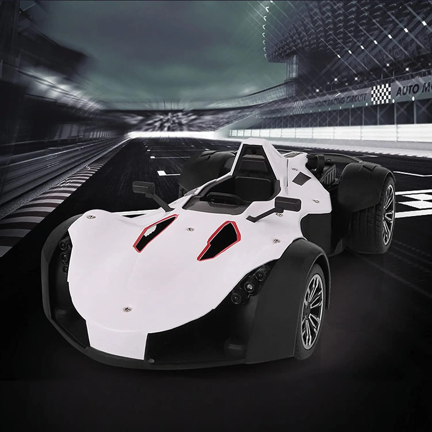 Playzu Sports Remote Control Die Cast With Mist Spray Racing Car – White