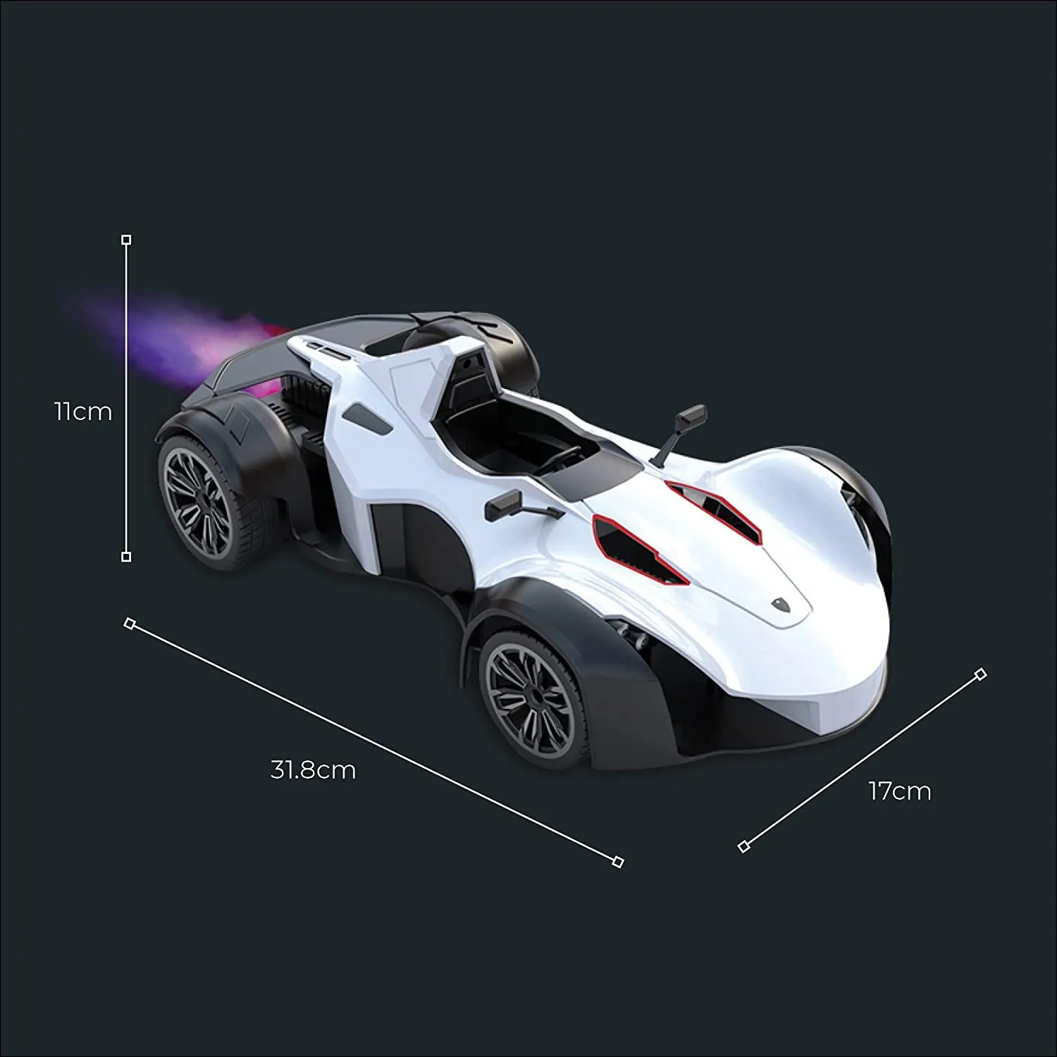 Playzu Sports Remote Control Die Cast With Mist Spray Racing Car – White