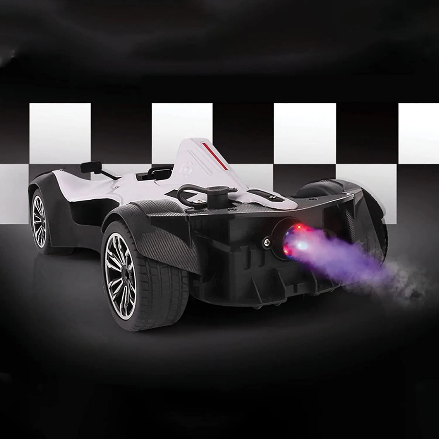 Playzu Sports Remote Control Die Cast With Mist Spray Racing Car – White