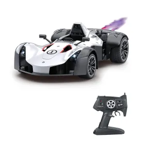 Playzu Sports Remote Control Die Cast With Mist Spray Racing Car – White