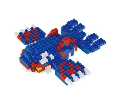 Pokemon Small Blocks Nanoblocks, featuring models of Charizard, Kyogre, Groudon, and Rayquaza, are educational and visually engaging toys, ideal for children's birthday presents.