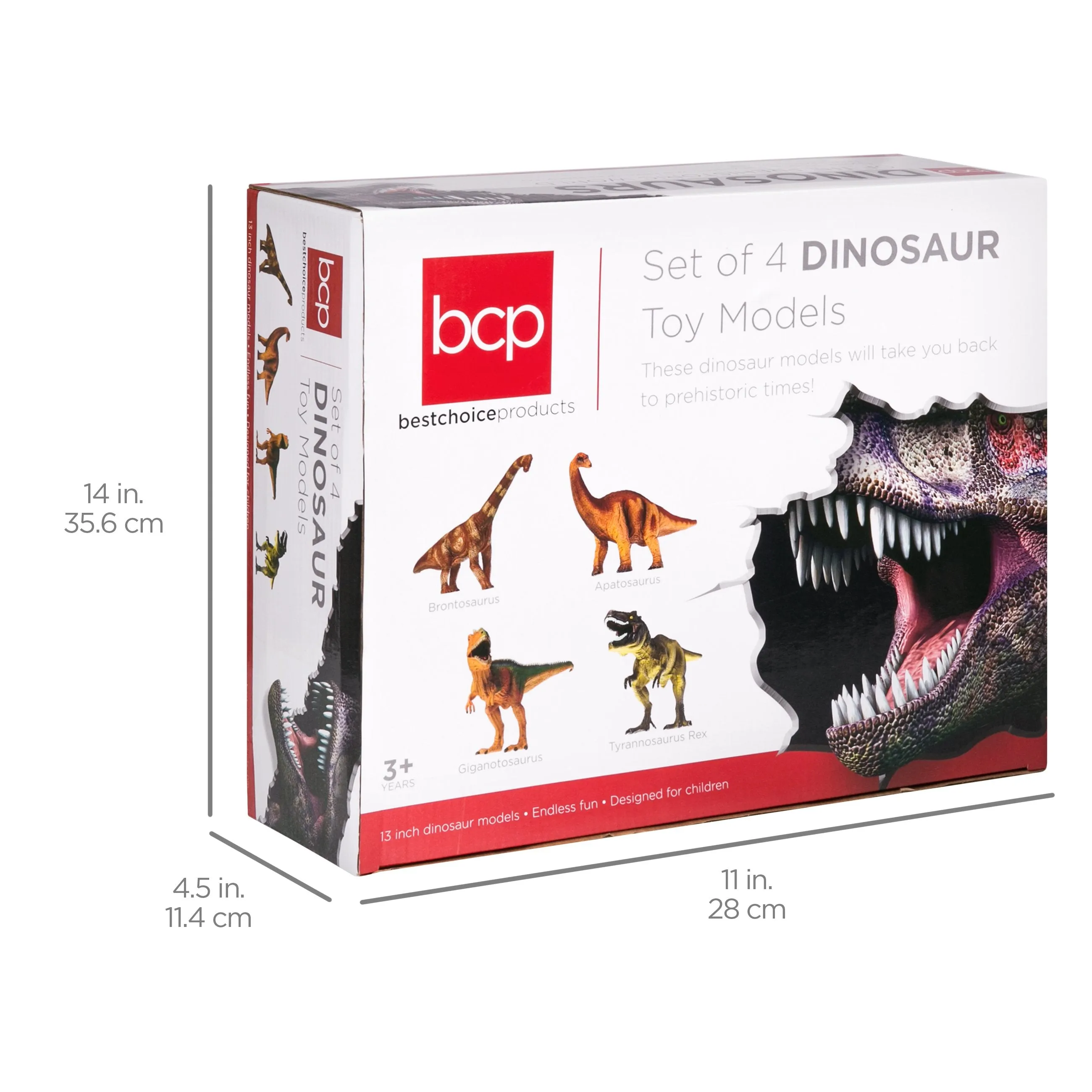 Set Of 4 13" Dinosaur Action Figures