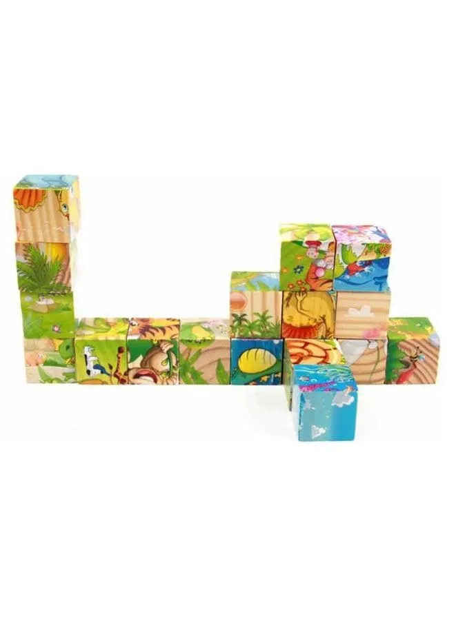 Six-sided 3D Cubes Jigsaw Puzzles With Wooden Tray Toys For Children Kids Educational Toys Funny Games